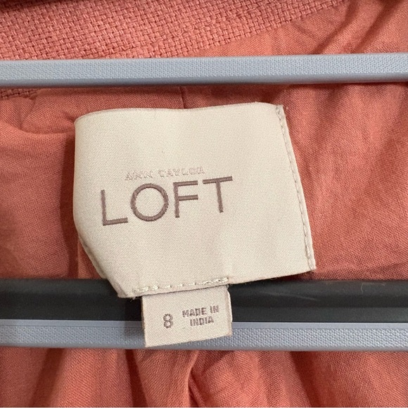 Ann Taylor LOFT Women's Pink Blazer Jacket Linen and Cotton Blend Size 8 - Picture 3 of 11